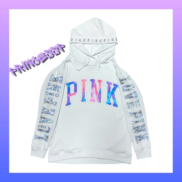 PINK VS WATERCOLOR BLING HOODIE AND LEGGINGS SET - Picture 4 of 9